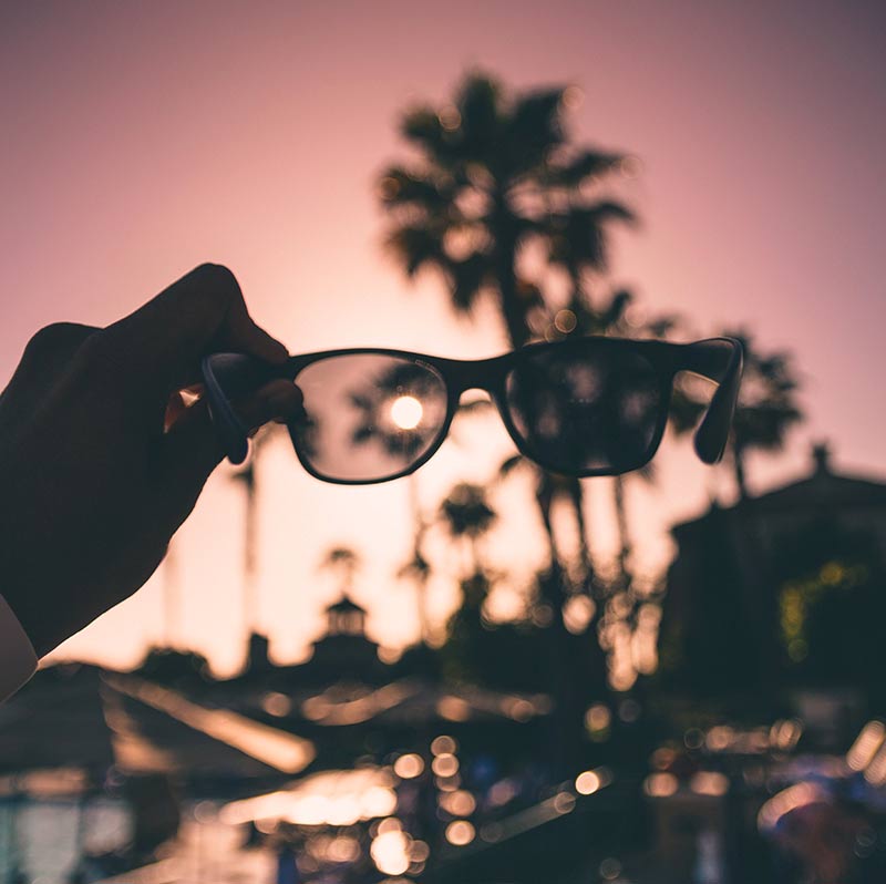 sunset through sunglass lenses in kansas city